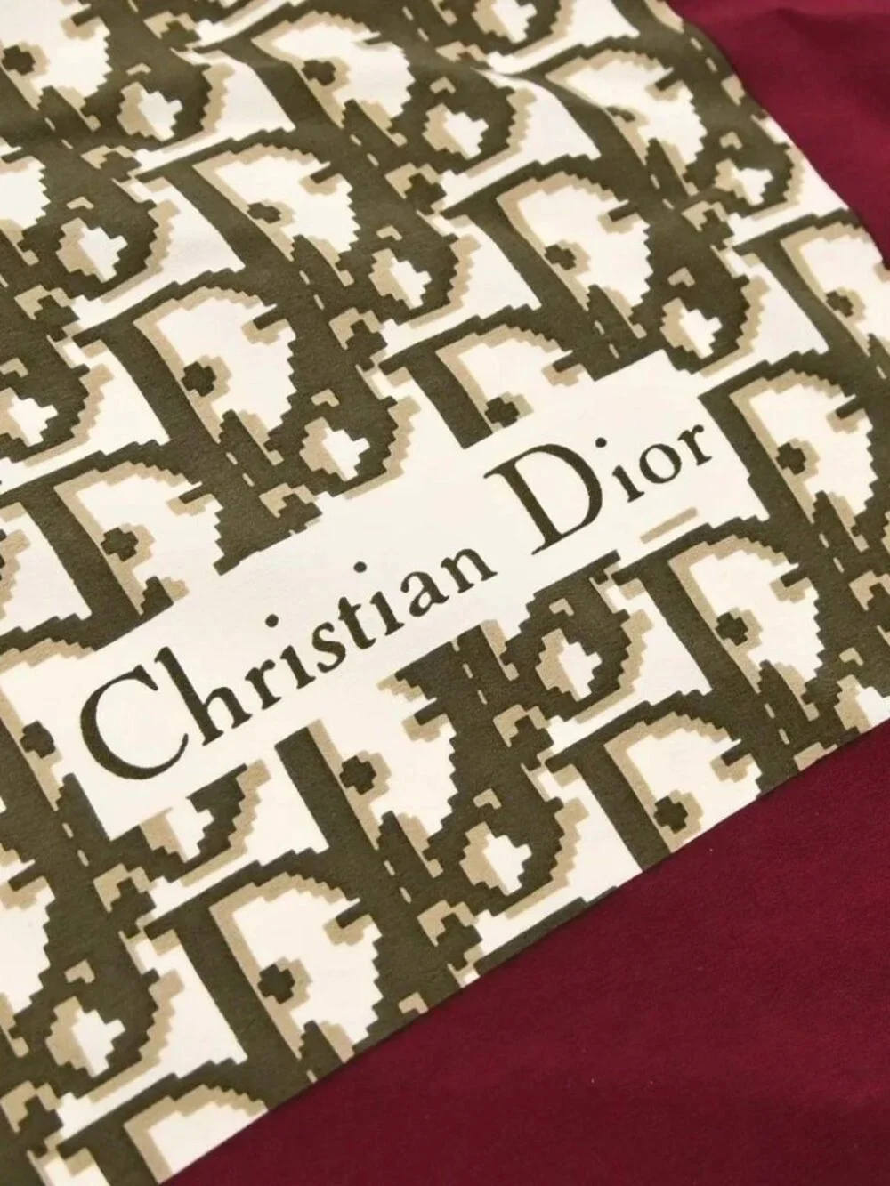 Christian Dior Brown Bordeaux Trotter Scarf Stole Small Good 188875